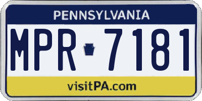 PA license plate MPR7181