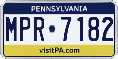 PA license plate MPR7182