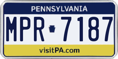 PA license plate MPR7187