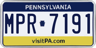 PA license plate MPR7191