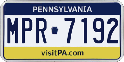 PA license plate MPR7192