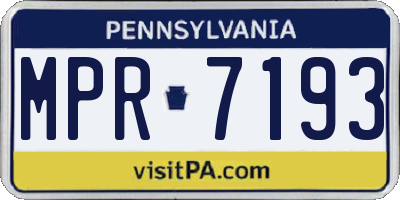 PA license plate MPR7193