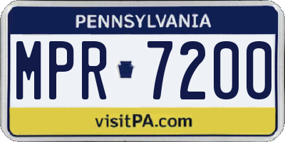 PA license plate MPR7200