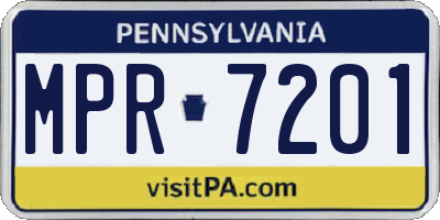 PA license plate MPR7201