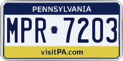 PA license plate MPR7203