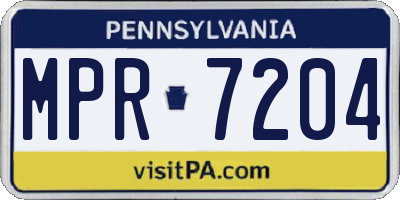PA license plate MPR7204