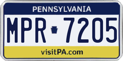 PA license plate MPR7205