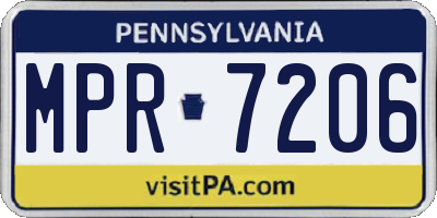 PA license plate MPR7206
