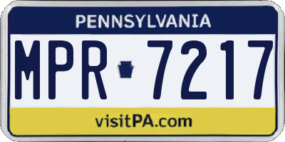 PA license plate MPR7217