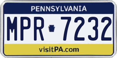 PA license plate MPR7232