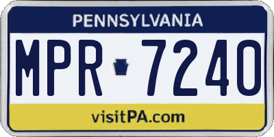 PA license plate MPR7240