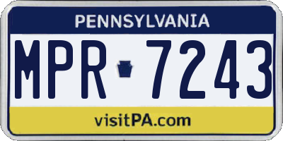PA license plate MPR7243