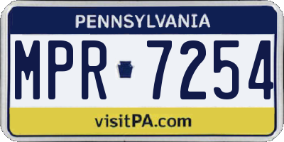 PA license plate MPR7254