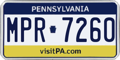 PA license plate MPR7260