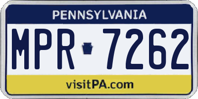 PA license plate MPR7262