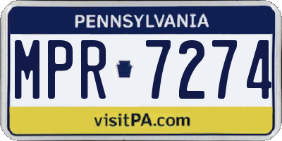 PA license plate MPR7274