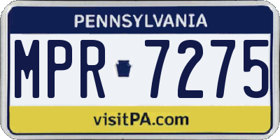 PA license plate MPR7275