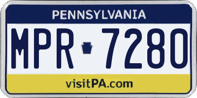 PA license plate MPR7280
