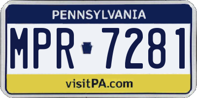 PA license plate MPR7281
