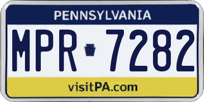 PA license plate MPR7282