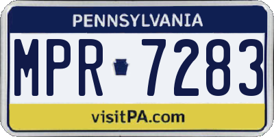 PA license plate MPR7283