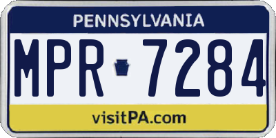 PA license plate MPR7284