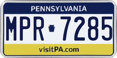 PA license plate MPR7285