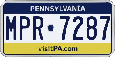 PA license plate MPR7287
