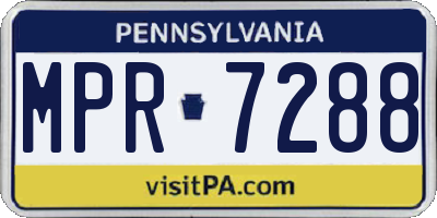 PA license plate MPR7288