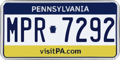 PA license plate MPR7292