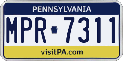 PA license plate MPR7311