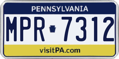 PA license plate MPR7312