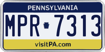 PA license plate MPR7313
