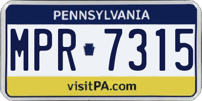PA license plate MPR7315