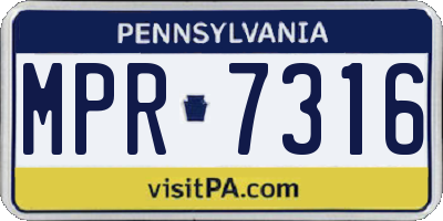 PA license plate MPR7316