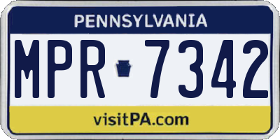 PA license plate MPR7342