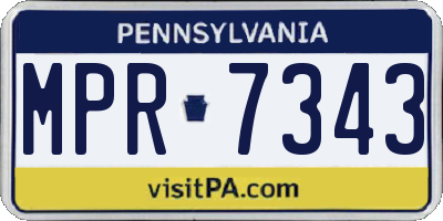 PA license plate MPR7343
