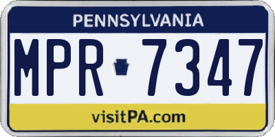 PA license plate MPR7347
