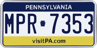 PA license plate MPR7353