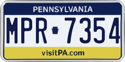 PA license plate MPR7354