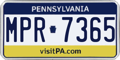 PA license plate MPR7365