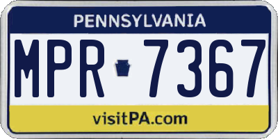 PA license plate MPR7367