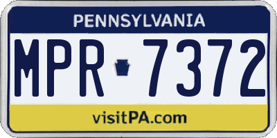 PA license plate MPR7372