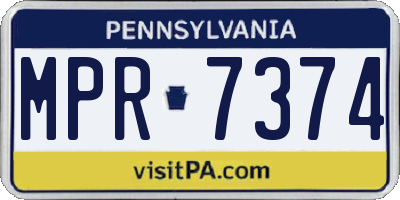 PA license plate MPR7374