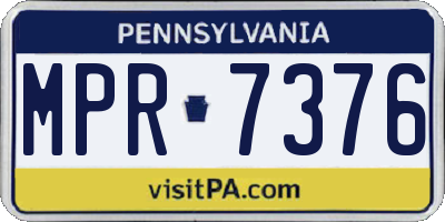 PA license plate MPR7376