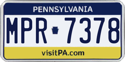 PA license plate MPR7378