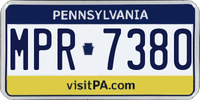 PA license plate MPR7380