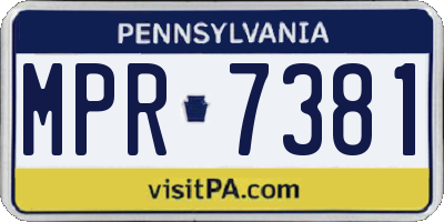 PA license plate MPR7381