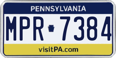 PA license plate MPR7384