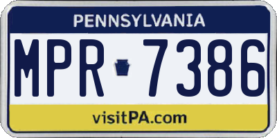 PA license plate MPR7386
